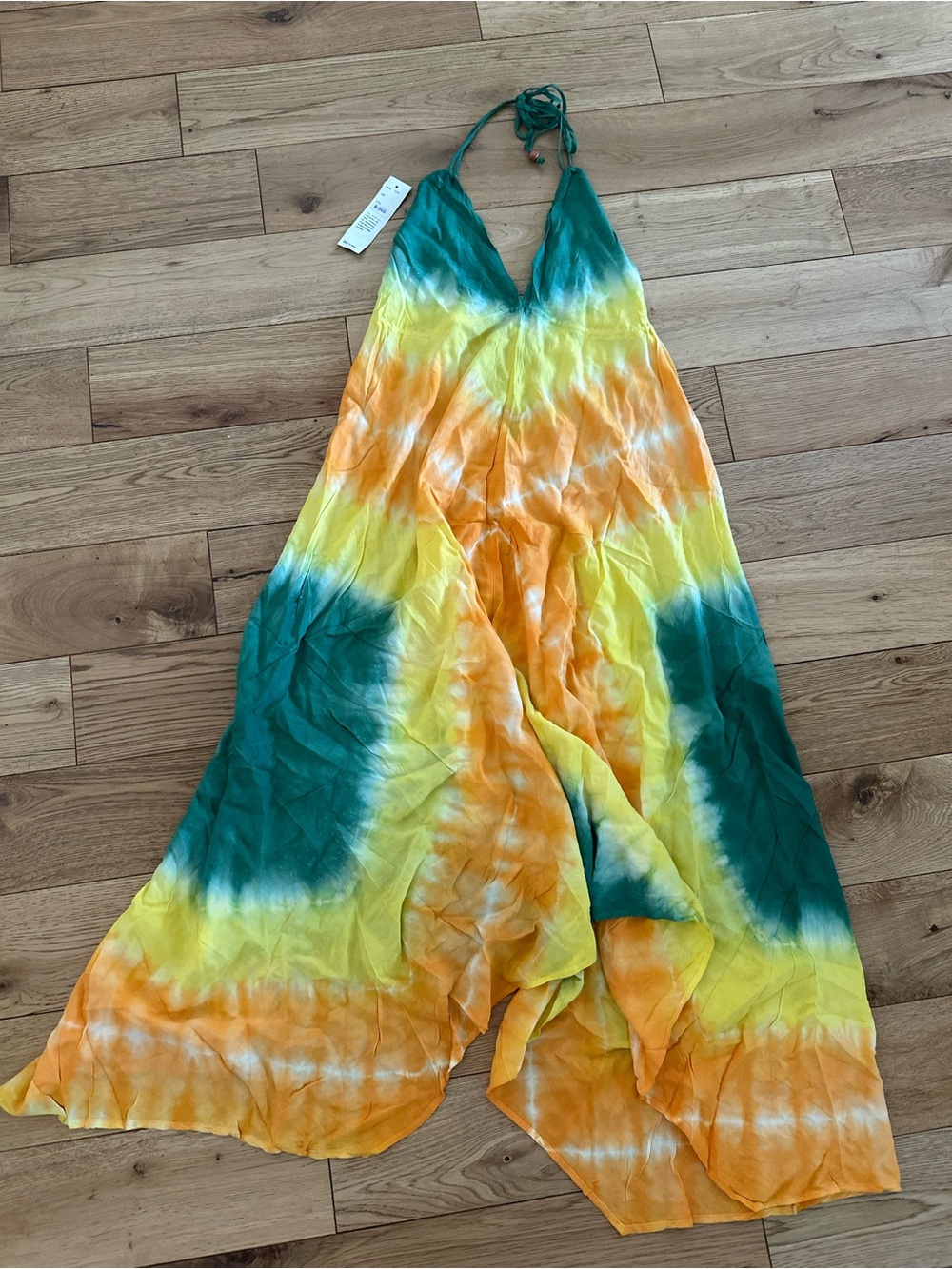 NWT Advance Apparel tie die halter asymmetric dress